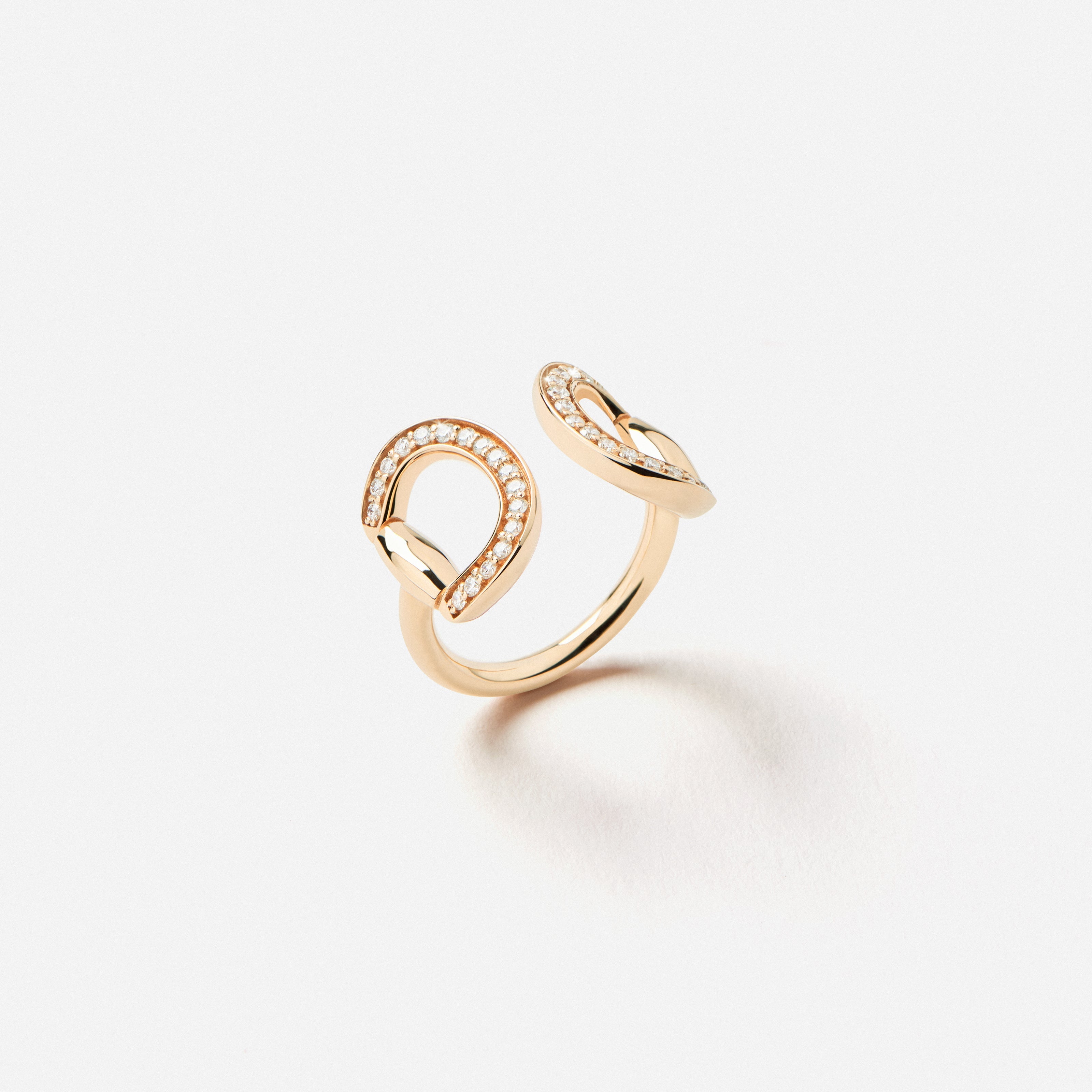 Connection Ring in 18K Gold with White Diamonds — detail, TOTI equestrian jewellery