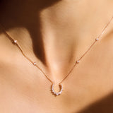 Double Confidence Necklace in Pink Gold with White Diamonds