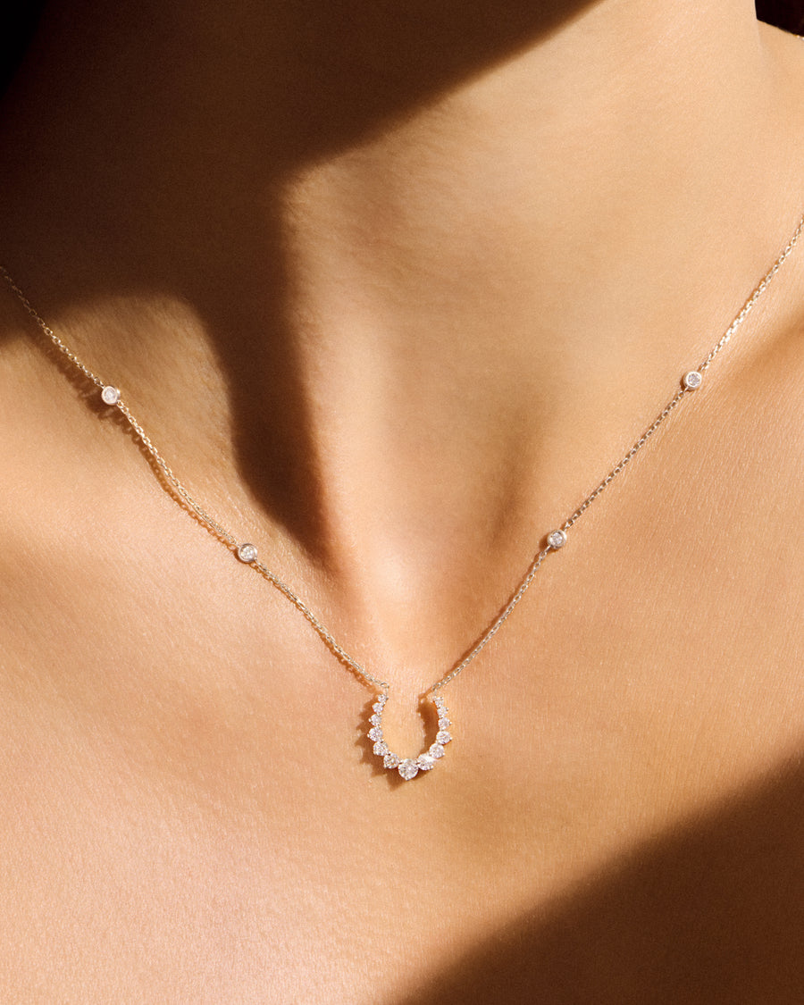 Double Confidence Necklace in White Gold with White Diamonds