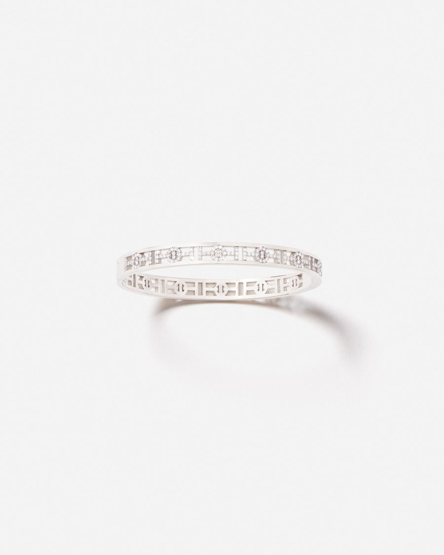 Challenge Bangle in White Gold Full Pavé with White Diamonds