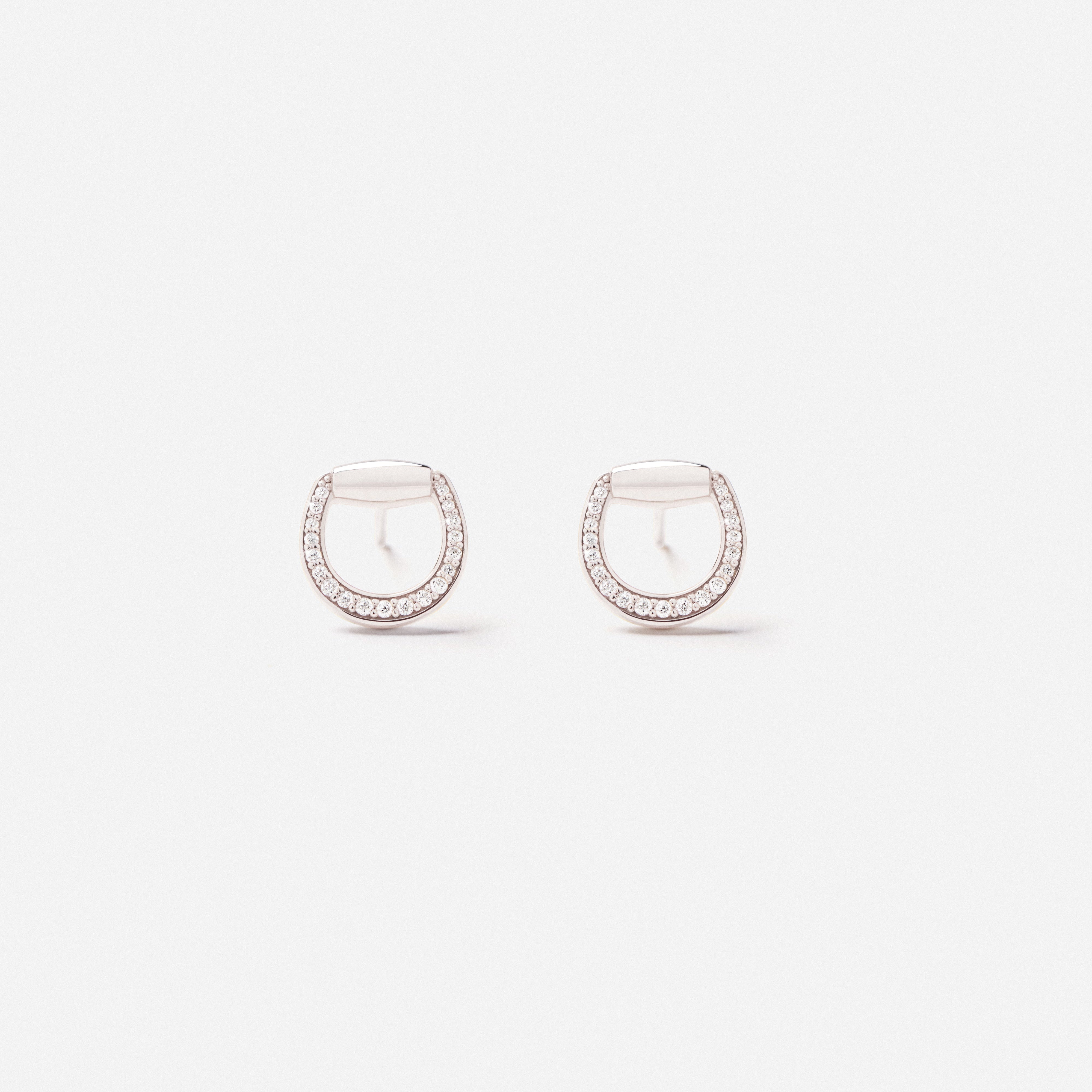 Connection Earrings in 18K Gold with White Diamonds — styled, TOTI equestrian jewellery