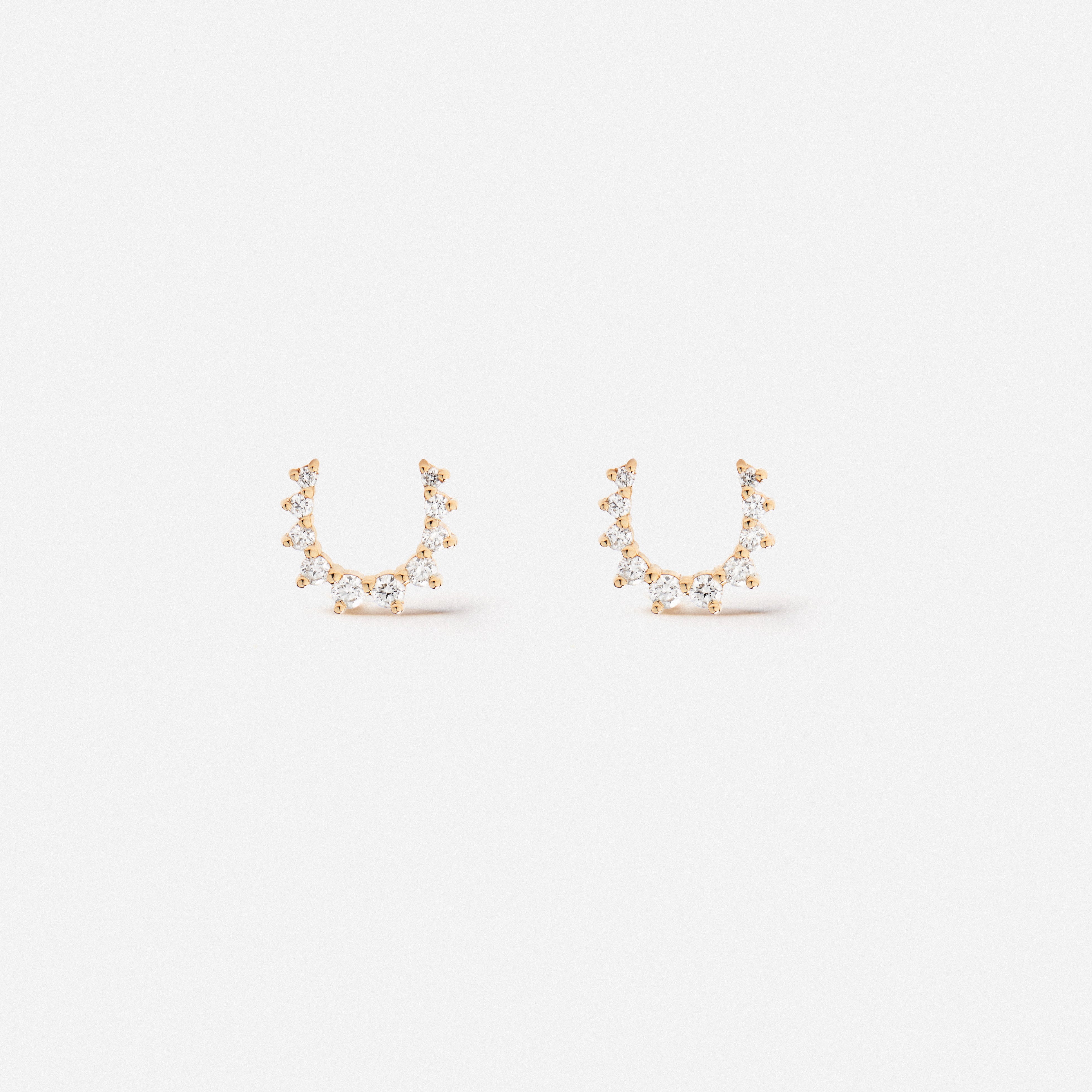 Confidence Earrings in 18K Gold with White Diamonds — front view, TOTI equestrian jewellery