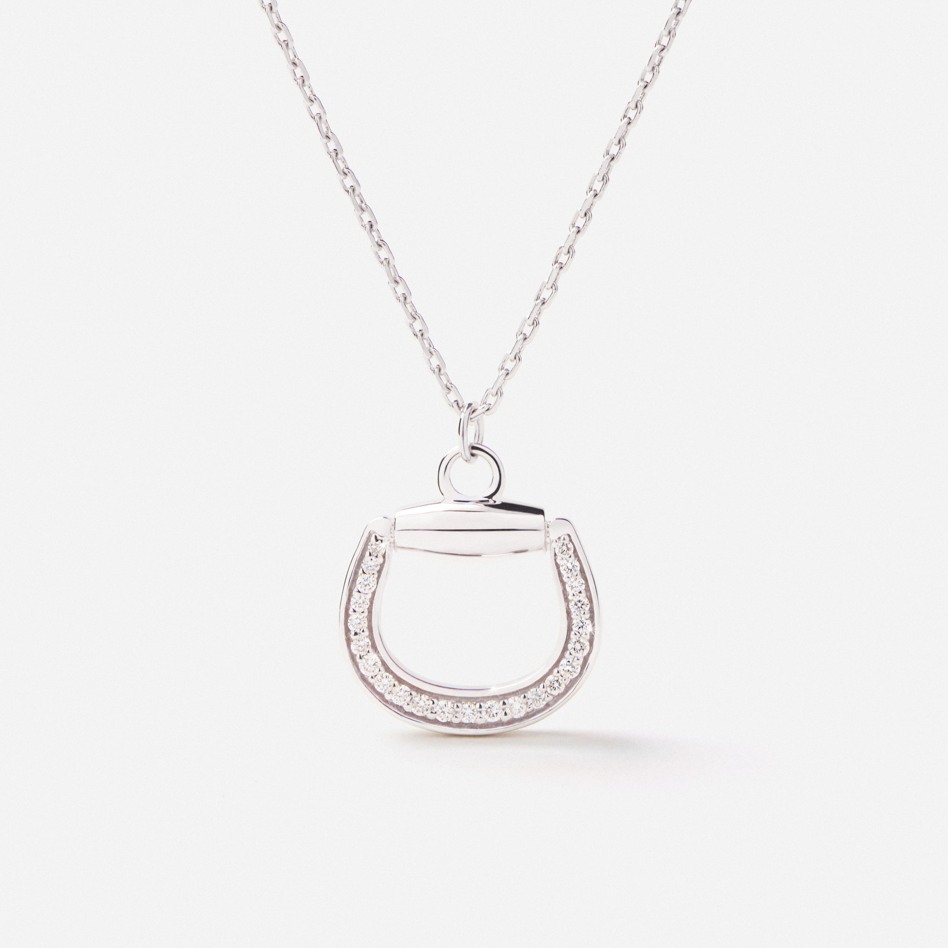 Connection Necklace in 18K Gold with White Diamonds — on model, TOTI equestrian jewellery