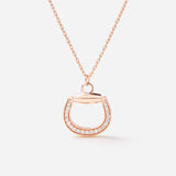 Connection Necklace in Pink Gold with White Diamonds