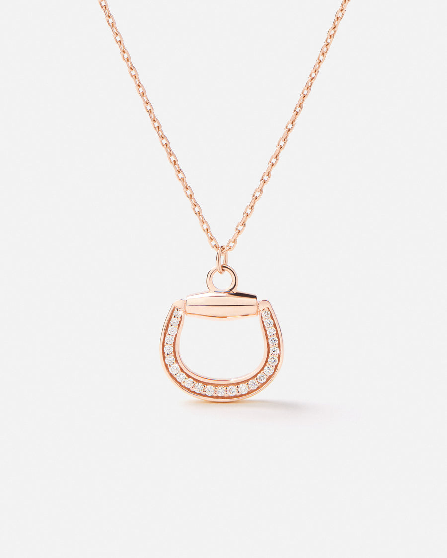 Connection Necklace in Pink Gold with White Diamonds