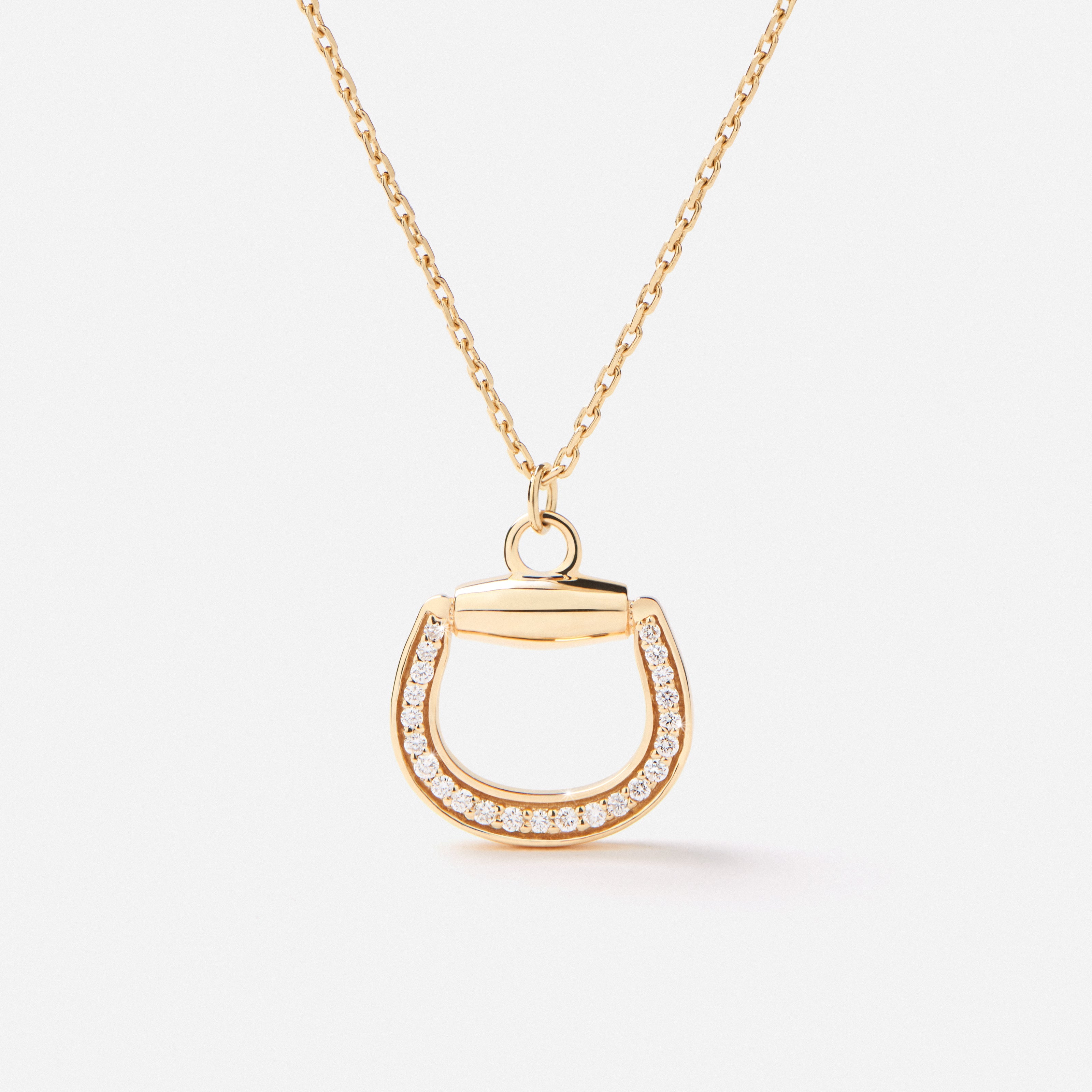 Connection Necklace in 18K Gold with White Diamonds — front view, TOTI equestrian jewellery