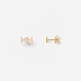 Challenge Studs in Yellow Gold with White Diamonds