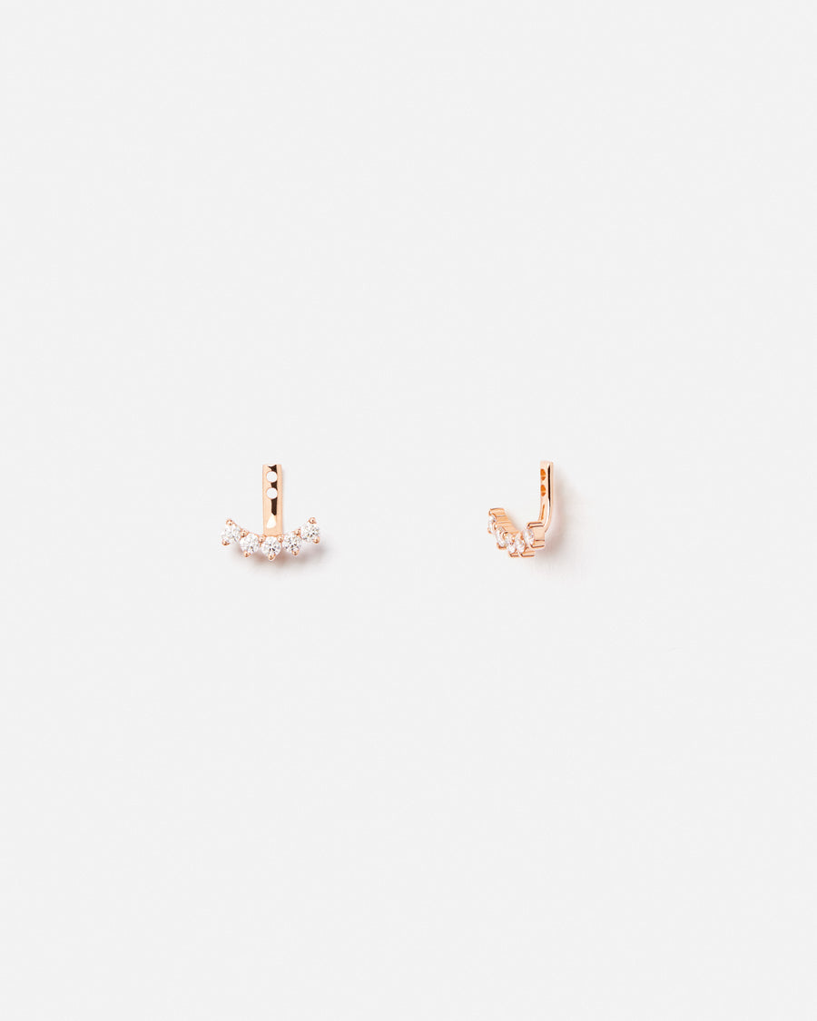 Cuddle Ear Jackets in Pink Gold with White Diamonds