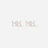 Challenge Studs in White Gold with White Diamonds