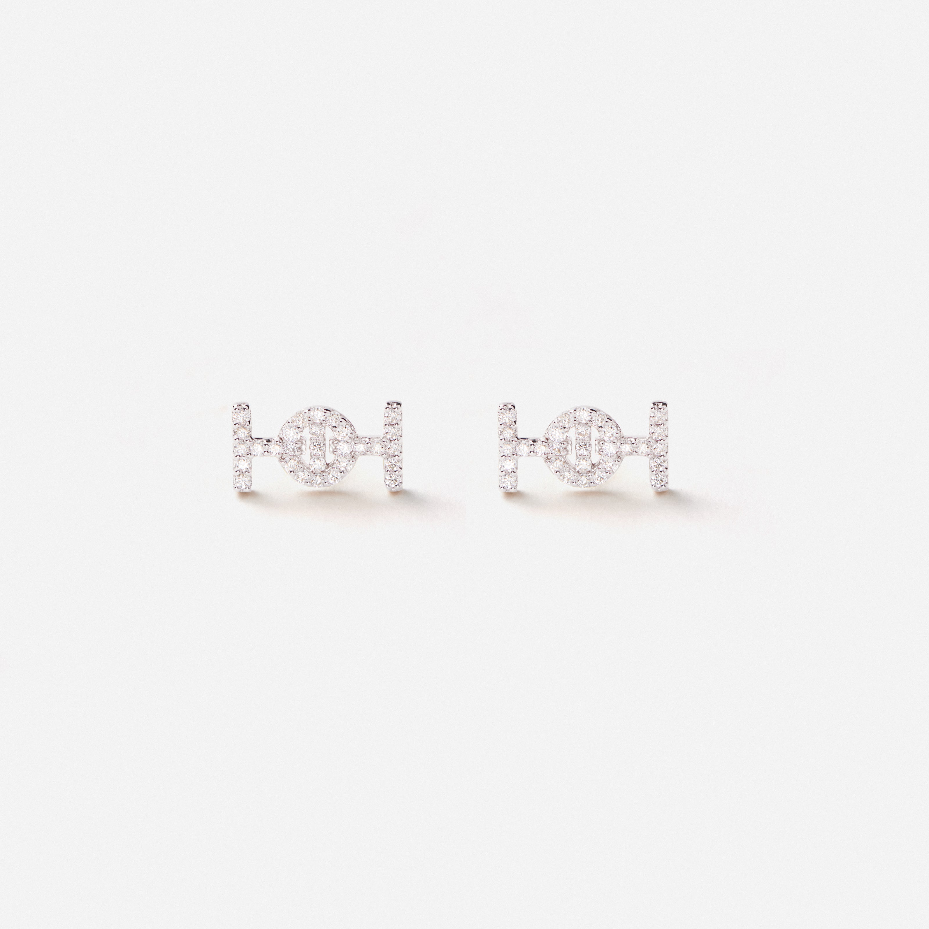 Challenge Studs in 18K Gold with White Diamonds — styled, TOTI equestrian jewellery
