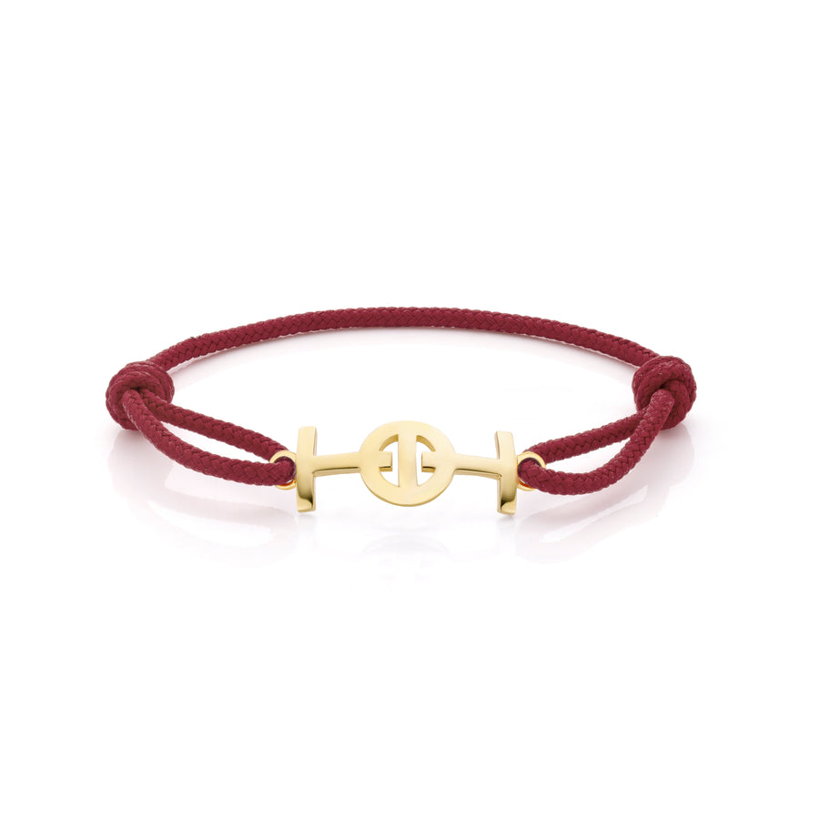Challenge Cord Bracelet in Bordeaux and yellow Gold