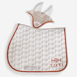Saddle Pad and Ear Bonnet in Beige