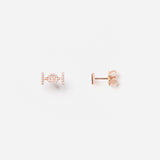 Challenge Studs in Pink Gold with White Diamonds