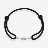 Challenge Cord Bracelet in Black Cord in White Gold with Diamonds