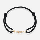 Challenge Cord Bracelet in Black Cord in Yellow Gold with Diamonds