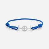 Challenge Cord Bracelet with Electric Blue Cord in White Gold with Diamonds