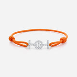 Challenge Cord Bracelet Orange Cord in White Gold with Diamonds