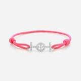 Challenge Cord Bracelet with Hot Pink Cord in White Gold with Diamonds