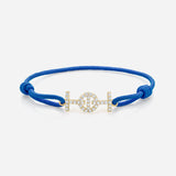 Challenge Cord Bracelet with Electric Blue Cord in Yellow Gold with Diamonds