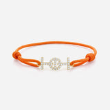 Challenge Cord Bracelet Orange Cord in Yellow Gold with Diamonds