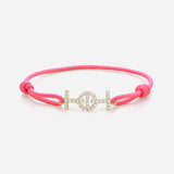 Challenge Cord Bracelet with Hot Pink Cord in Yellow Gold with Diamonds