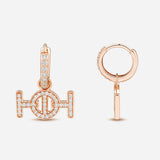 Challenge Hoop Earrings in 9K Gold with White Diamonds