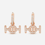 Challenge Hoop Earrings in 9K Gold with White Diamonds