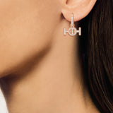 Challenge Hoop Earrings in 9K Gold with White Diamonds