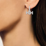 Challenge Hoop Earrings in 9K Gold with White Diamonds