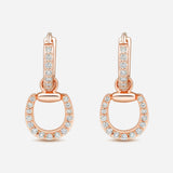 Connection Hoop Earrings in 9K Gold with White Diamonds