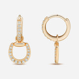 Connection Hoop Earrings in 9K Gold with White Diamonds