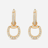 Connection Hoop Earrings in 9K Gold with White Diamonds