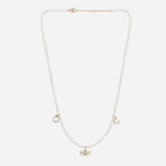 Galloping pearls - 9K Necklace in Yellow Gold with White Diamonds — front view, TOTI equestrian jewellery