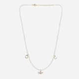 Galloping pearls - 9K Necklace in Yellow Gold with White Diamonds — front view, TOTI equestrian jewellery