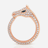 Horse Head Ring in Pink Gold with White Diamonds