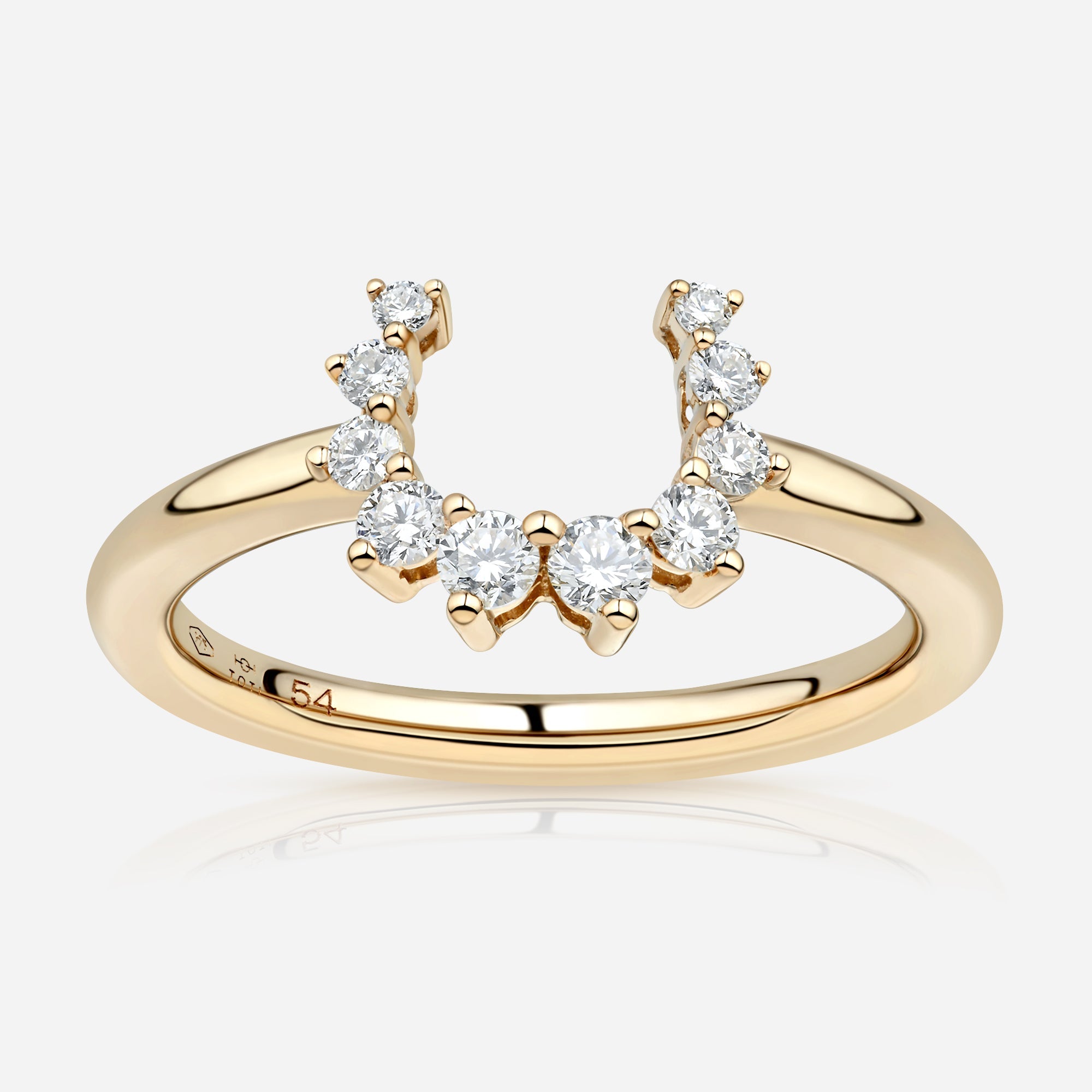 Confidence Ring in 9K Gold with White Diamonds — front view, TOTI equestrian jewellery