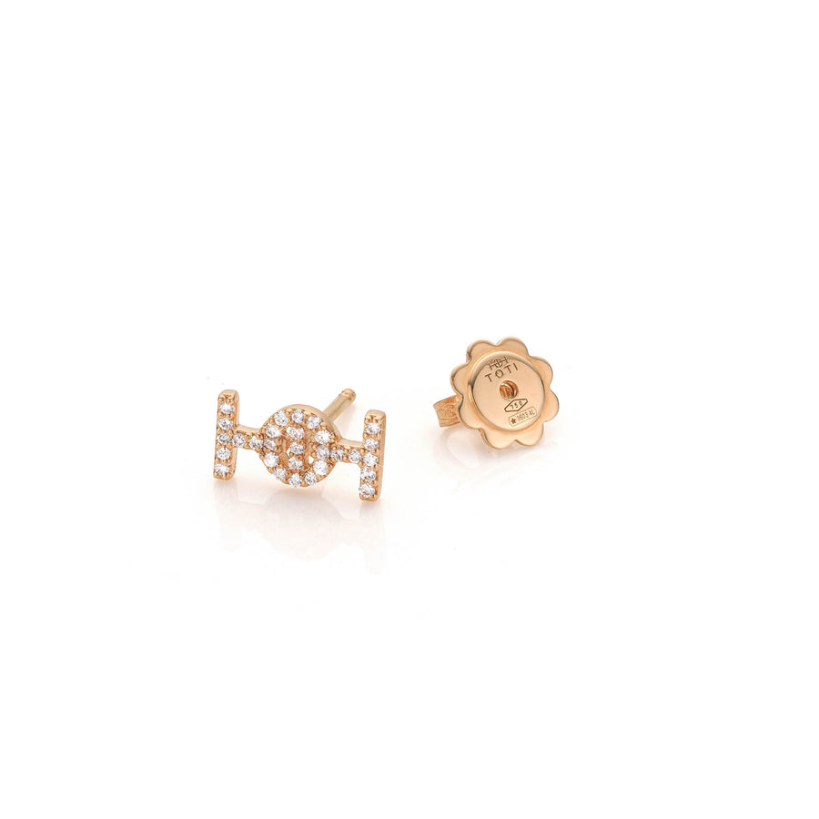 Challenge Studs in Pink Gold with White Diamonds