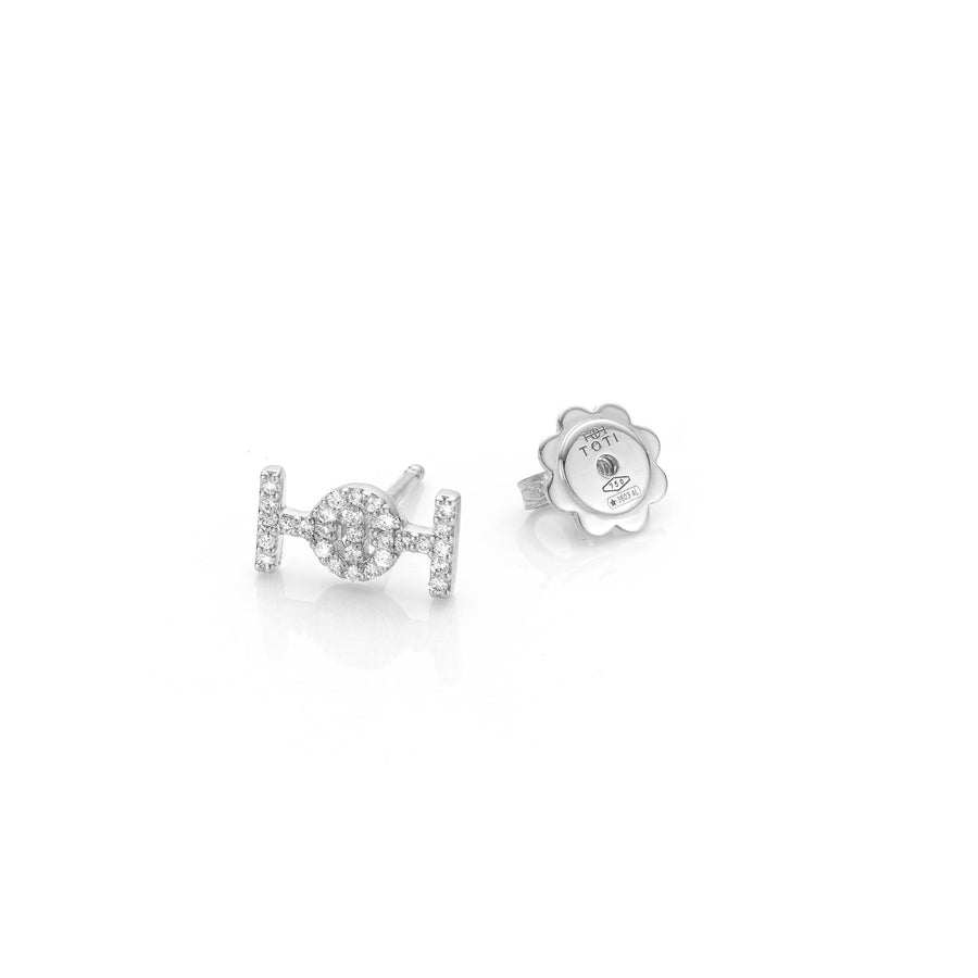 Challenge Studs in White Gold with White Diamonds