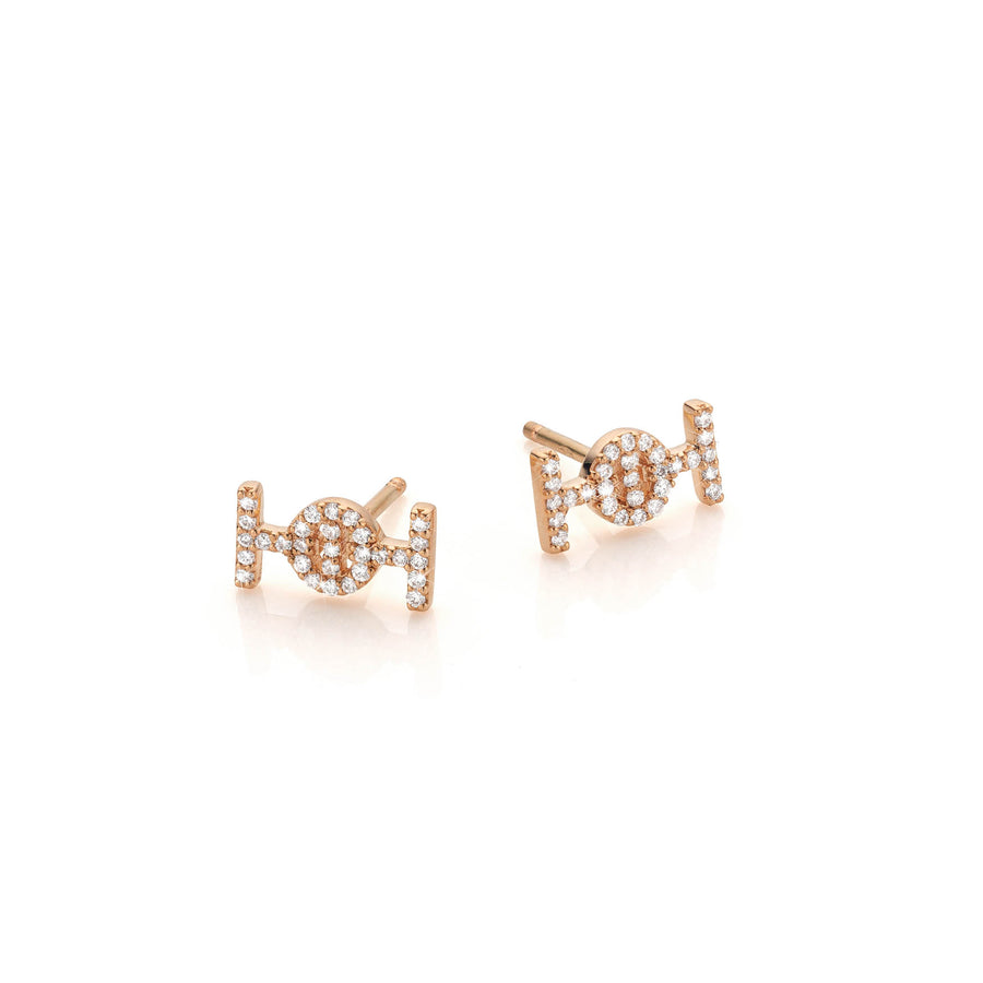 Challenge Studs in Pink Gold with White Diamonds