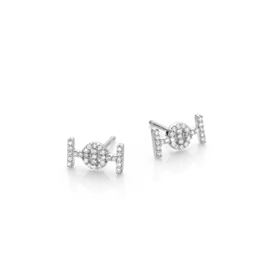 Challenge Studs in White Gold with White Diamonds