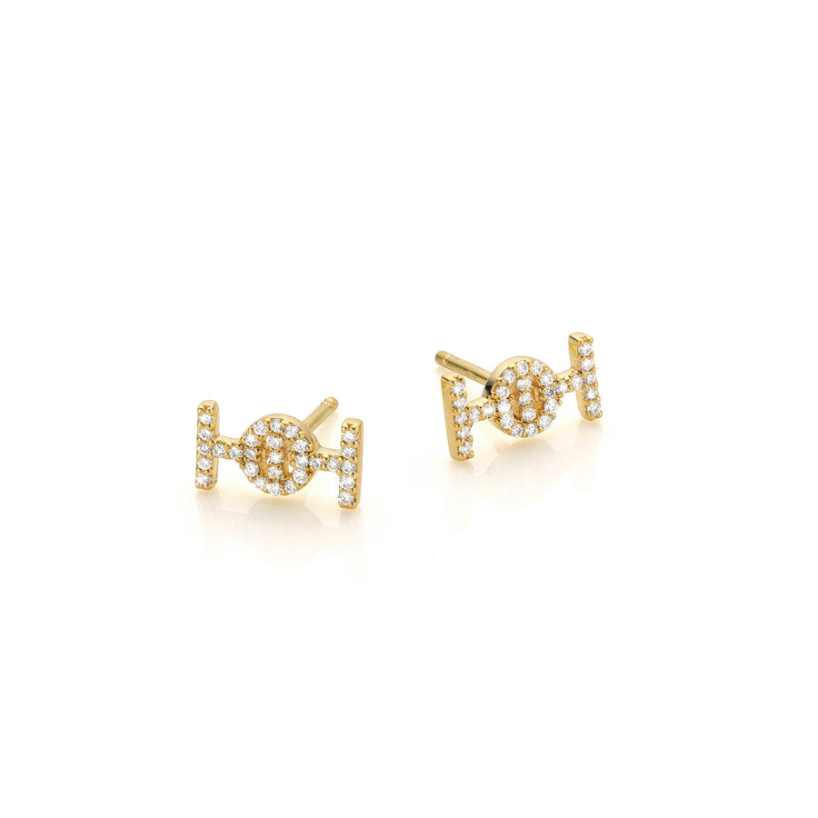 Challenge Studs in Yellow Gold with White Diamonds