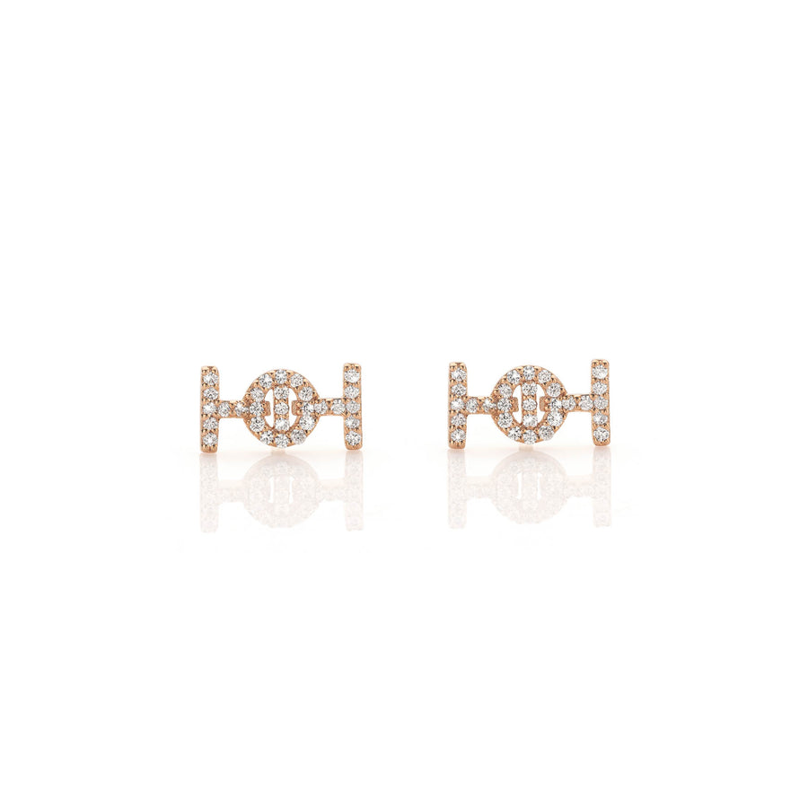 Challenge Studs in Pink Gold with White Diamonds