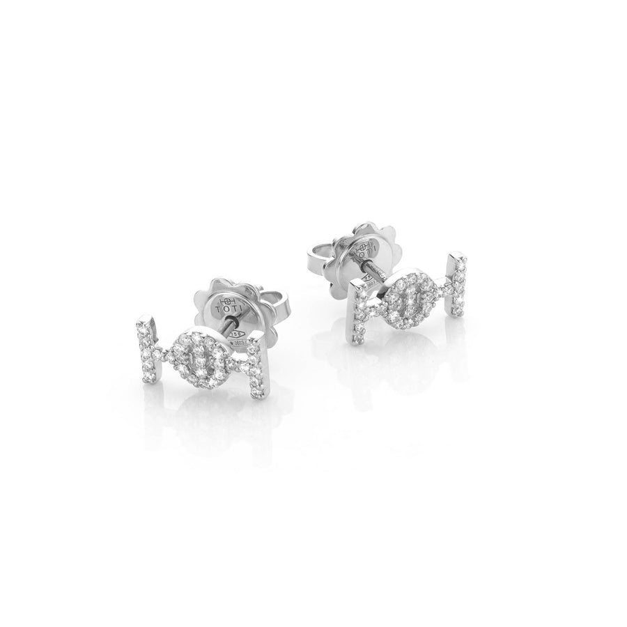 Challenge Studs in White Gold with White Diamonds
