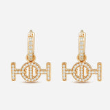 Challenge Hoop Earrings in 9K Gold with White Diamonds