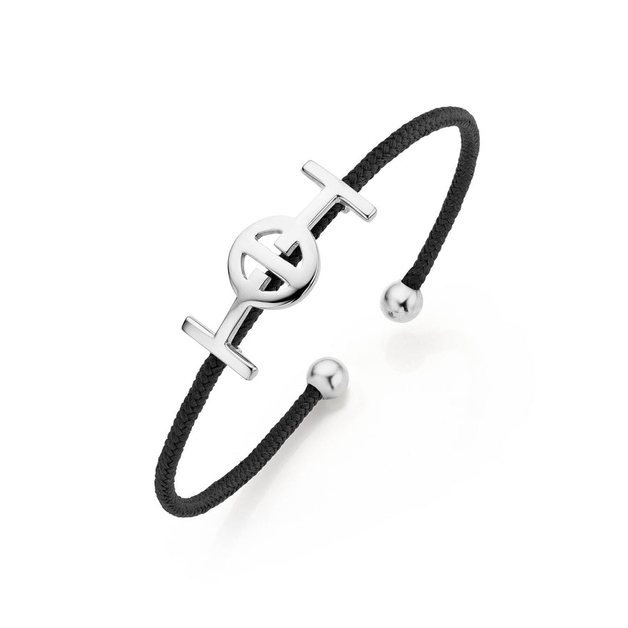 Challenge Cord Bangle in Black & Silver