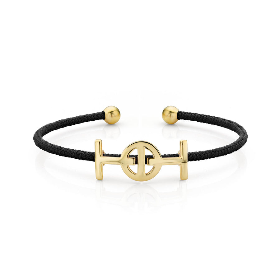 Challenge Cord Bangle in Black & Yellow Gold