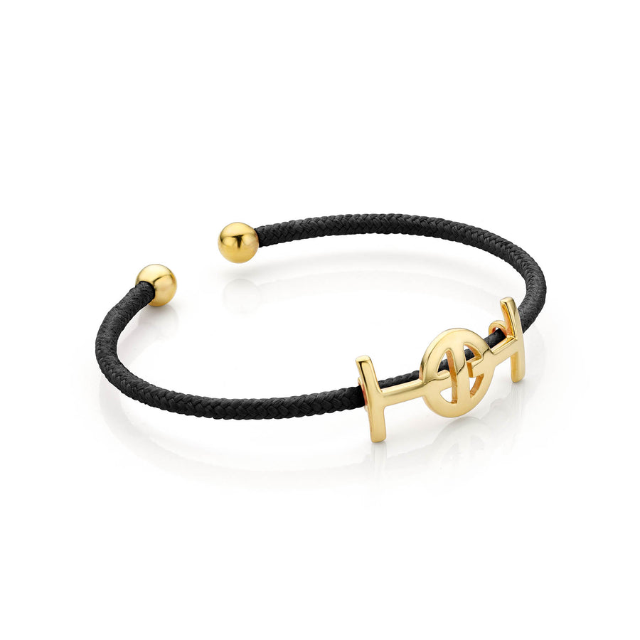 Challenge Cord Bangle in Black & Yellow Gold