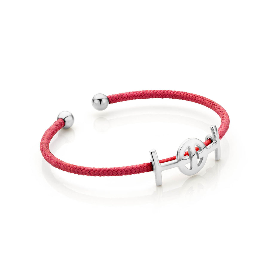 Challenge Cord Bangle in Coral & Silver