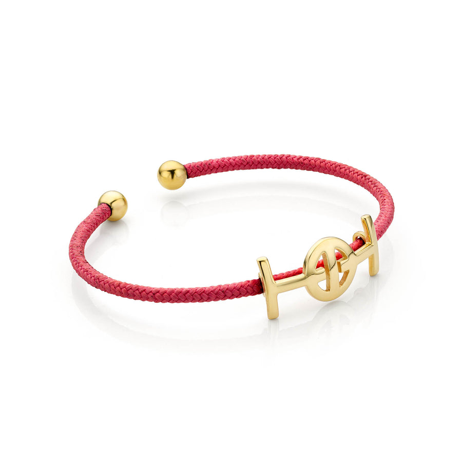 Challenge Cord Bangle in Coral & Yellow Gold