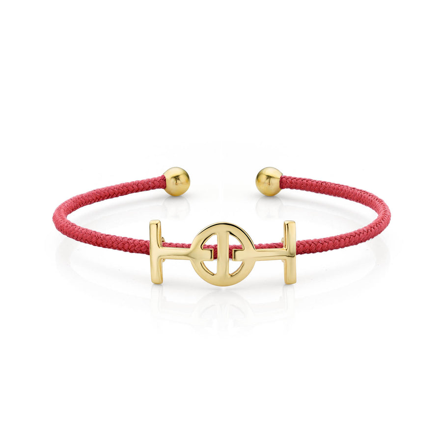Challenge Cord Bangle in Coral & Yellow Gold